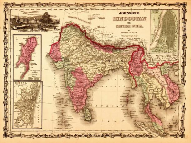 Eine Karte von 1862 zeigte britische Besitztümer in Hindoostan oder Indien.