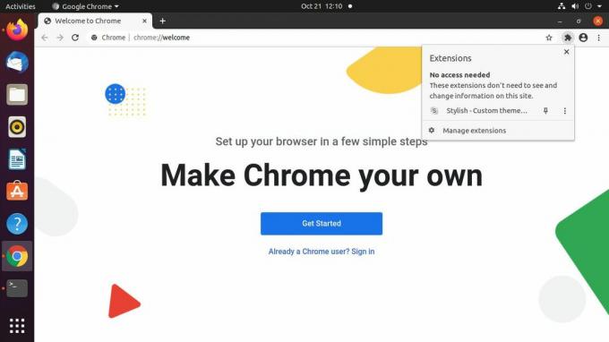 Google Chrome-Erweiterungsmenü