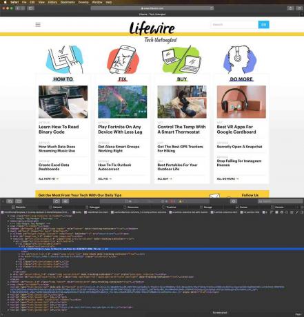 Untersuchen Sie Webelemente in Safari