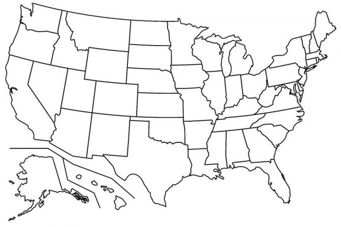 Leere Karte der Vereinigten Staaten von Amerika