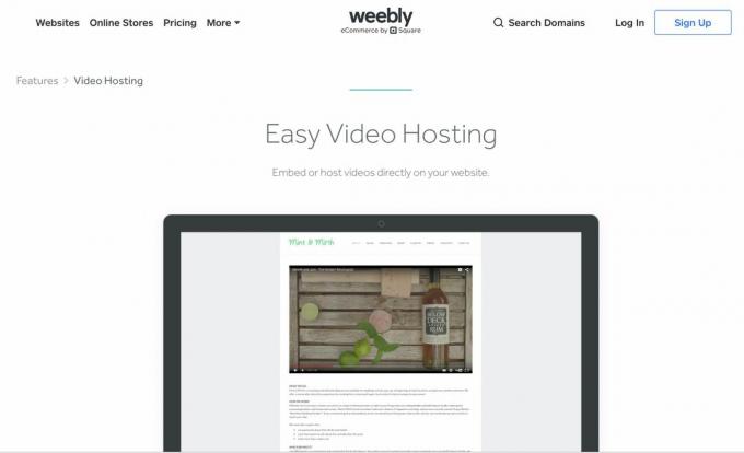 Weebly Video-Hosting-Funktionsseite