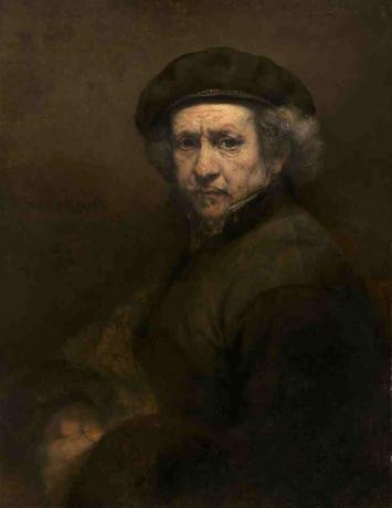 Selbstporträt von Rembrandt als älterer Mann.