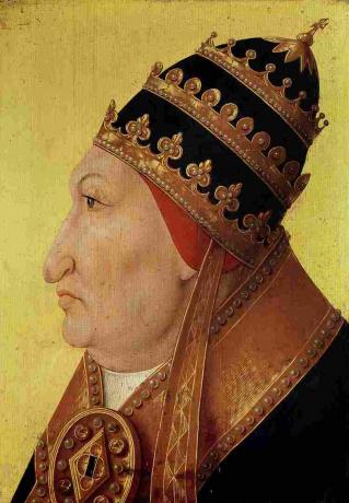 Gemälde des Porträts von Rodrigo Borgia (1431-1503) Papst Alexander VI