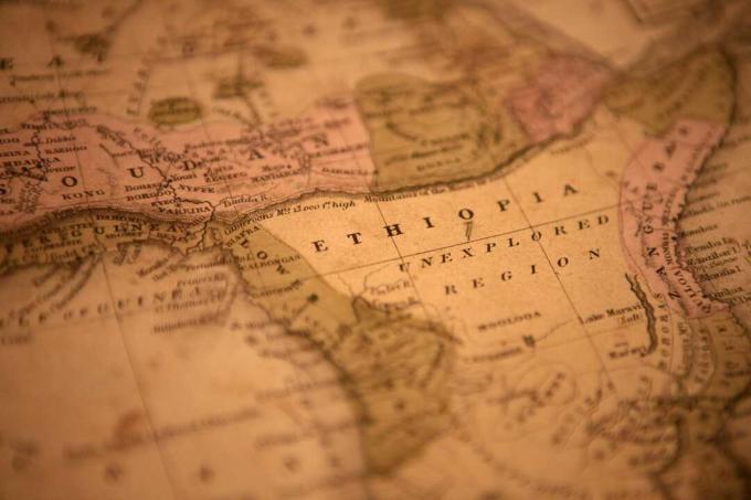 Eine alte Karte, die Äthiopien zeigt