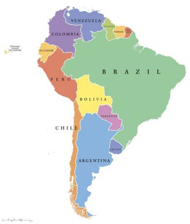 Politische Karte der einzelnen Staaten Südamerikas
