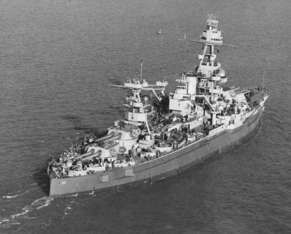 Schlachtschiff USS Texas (BB-35) auf See, 1942.