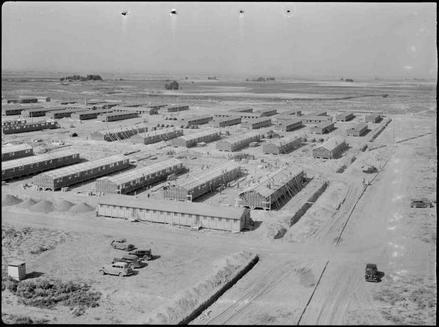 Panoramablick auf das Zentrum der Minidoka War Relocation Authority