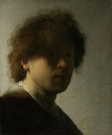 Selbstporträt von Rembrandt als junger Mann