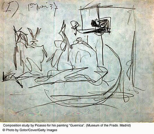 Picasso-Skizze für sein Gemälde Guernica