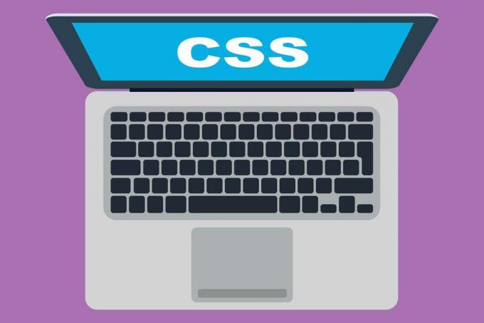 Eine Abbildung eines Laptops mit CSS, das auf dem Bildschirm angezeigt wird.