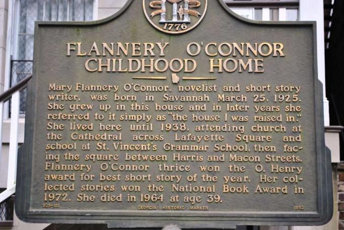 Plakette in Flannery O'Connors Kinderheim