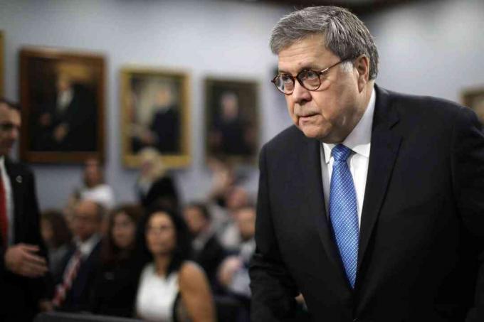 Foto des US-Generalstaatsanwalts William Barr, der vor dem House Appropriations Committee aussagt