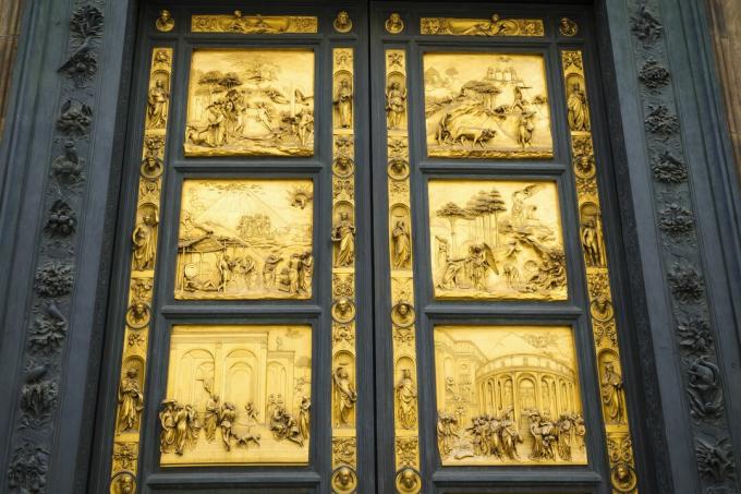 Vergoldete Bronzetore des Paradieses im Baptisterium von San Giovanni, Florenz, Toskana, Italien