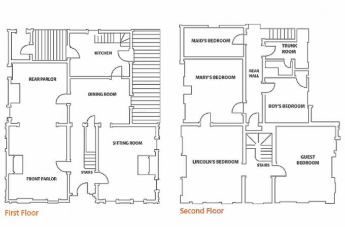 Erster und zweiter Grundriss des renovierten Lincoln-Hauses in Springfield, Illinois