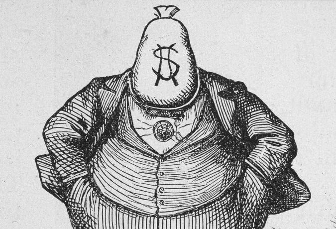 Cartoon von Boss Tweed mit Geldsackkopf von Thomas Nast