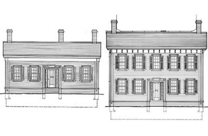 Elevation Drawings, The Lincoln Home Von einerinhalb bis zwei Geschichten