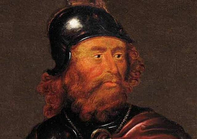 Gemälde von König Robert dem Bruce mit Helm.