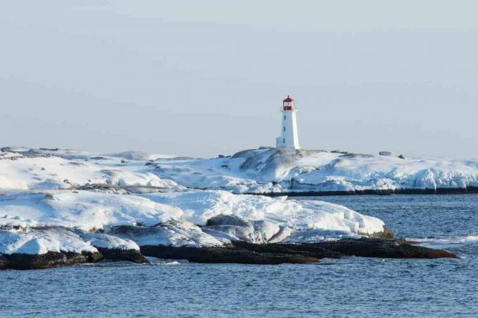 Leuchtturm in Nova Scotia, wo sich über Ozeanen in hohen Breiten maritime Polarluft bildet