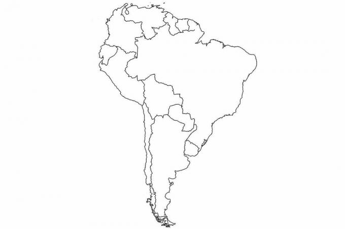 Leere Karte von Südamerika