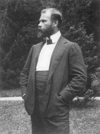 Der österreichische Künstler Gustav Klimt. In der Nähe von Unterach am Attersee. Oberösterreich. Fotografieren. Um 1910.