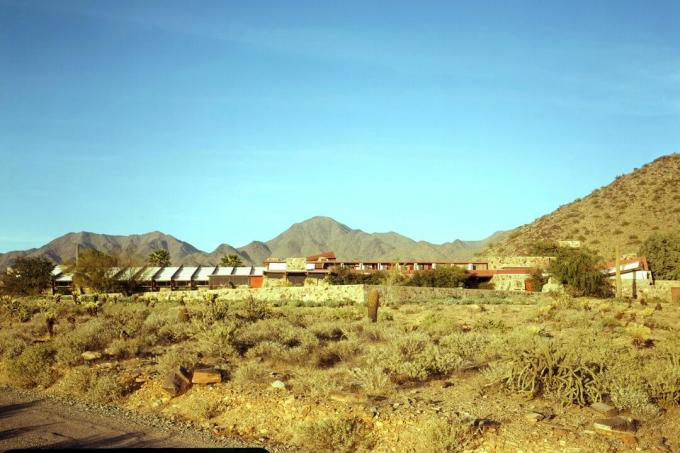 Taliesin West, die weitläufige, organische Architektur von Frank Lloyd Wright in der Shea Road in Scottsdale, Arizona