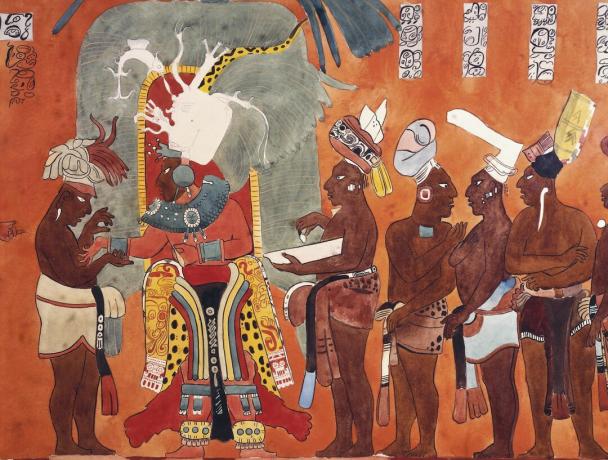 Bonampak Murals, Raum 3: Königliche Familie, die ein Blutvergießungsritual durchführt (Rekonstruktion)