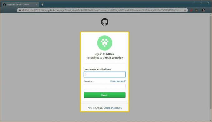 Ein Screenshot der GitHub-Anmeldeseite.