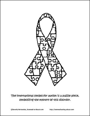 Malvorlagen Autismusbewusstsein - Nationales Autismus-Symbol
