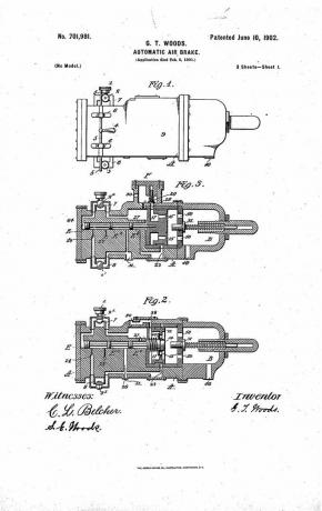 Patent für Granville T. Woods automatische Druckluftbremse, 1902