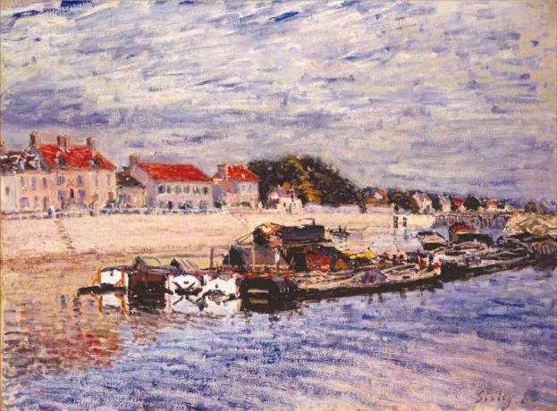 Alfred Sisley Lastkähne auf dem Loing