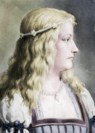 Gemälde von Lucrezia Borgia nach rechts.