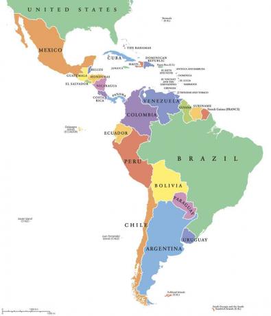 Politische Landkarte der einzelnen Staaten Lateinamerikas