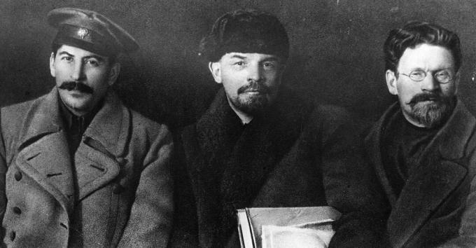 Joseph Stalin, Wladimir Iljitsch Lenin und Michail Iwanowitsch Kalinin