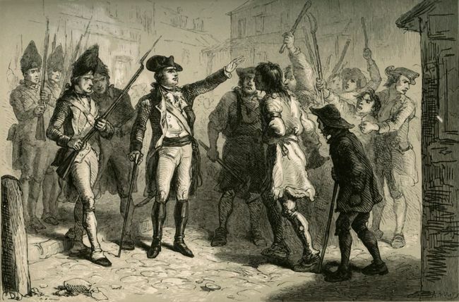 Der britische Königliche Gouverneur William Tryon konfrontiert die Aufsichtsbehörden von North Carolina im Jahr 1771