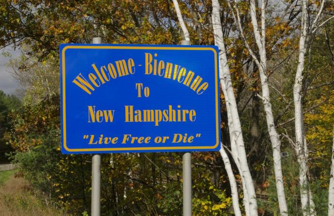 Kartell der Bienvenida al estado de Nuevo Hampshire