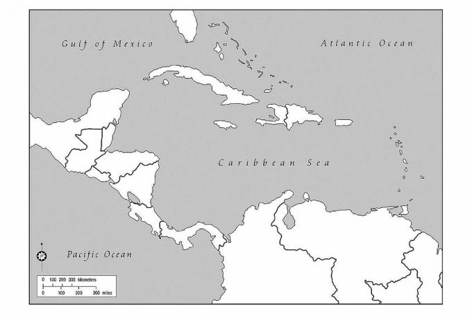 Leere Karte von Mittelamerika und der Karibik