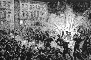 Illustration der Bombenexplosion im Haymarket Square