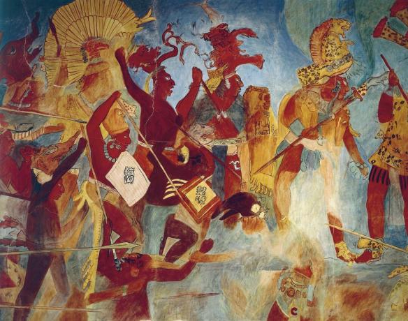 Bonampak Murals, Raum 2. König Chan Muwan und Gefangene (Wiederaufbau)