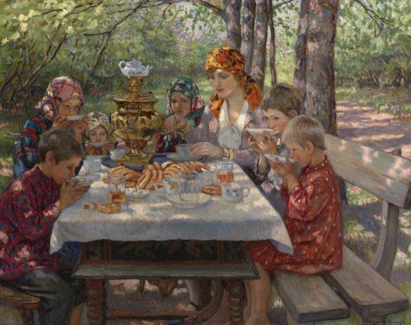 Die Gäste des Lehrers. Künstler: Bogdanov-Belsky, Nikolai Petrovich (1868-1945)