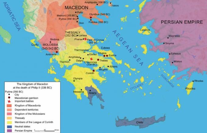 Karte der alten Ägäis 336 v.