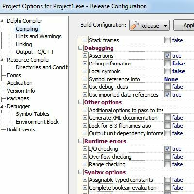 Delphi Release Build-Konfiguration