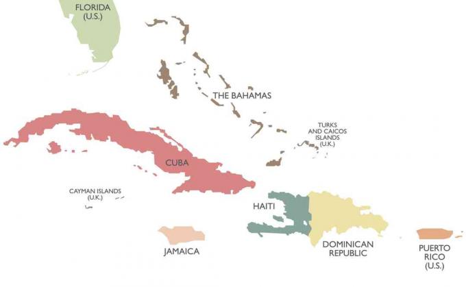 Politische Karte der Großen Antillen