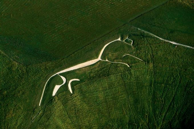 Die Uffiington Horse Geoglyph, Oxfordshire, England